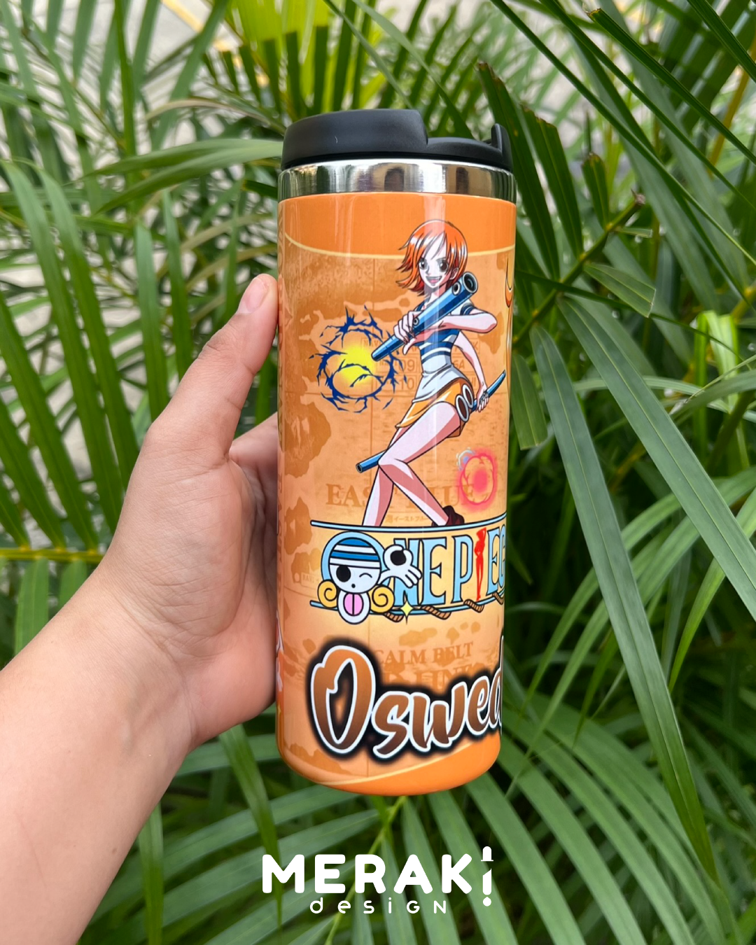 🌊 Vaso Térmico 450ml – Diseño de Nami de One Piece 🌊