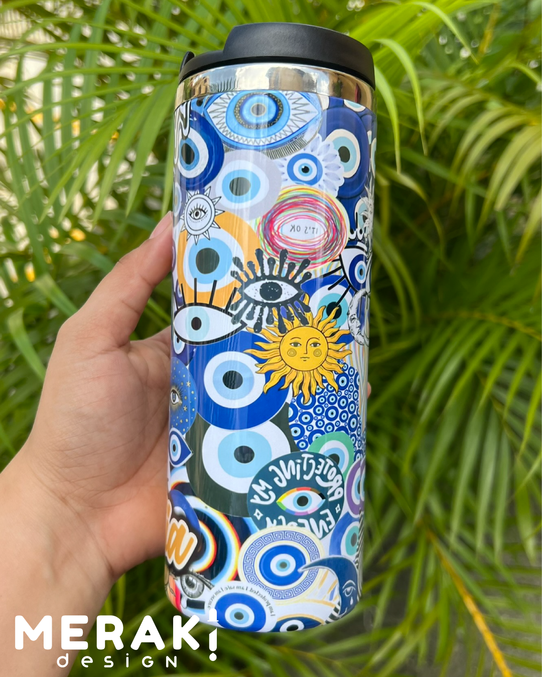 🧿 Vaso Térmico de 450ml Personalizado Diseño Minimalista Ojo Turco ✨