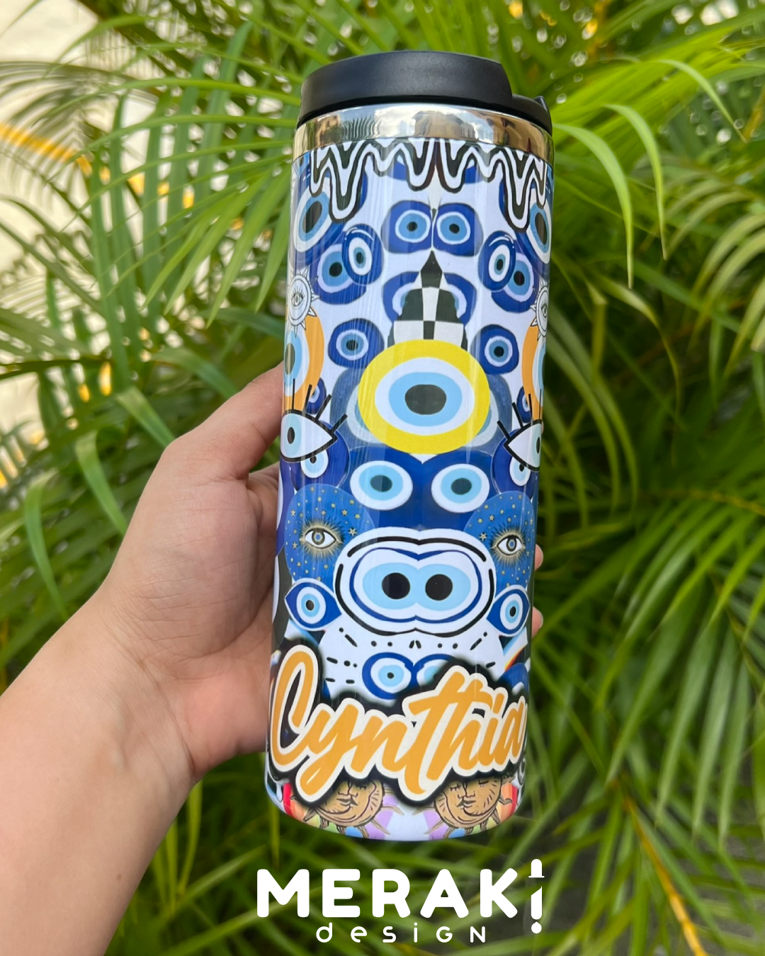 🧿 Vaso Térmico de 450ml Personalizado Diseño Minimalista Ojo Turco ✨