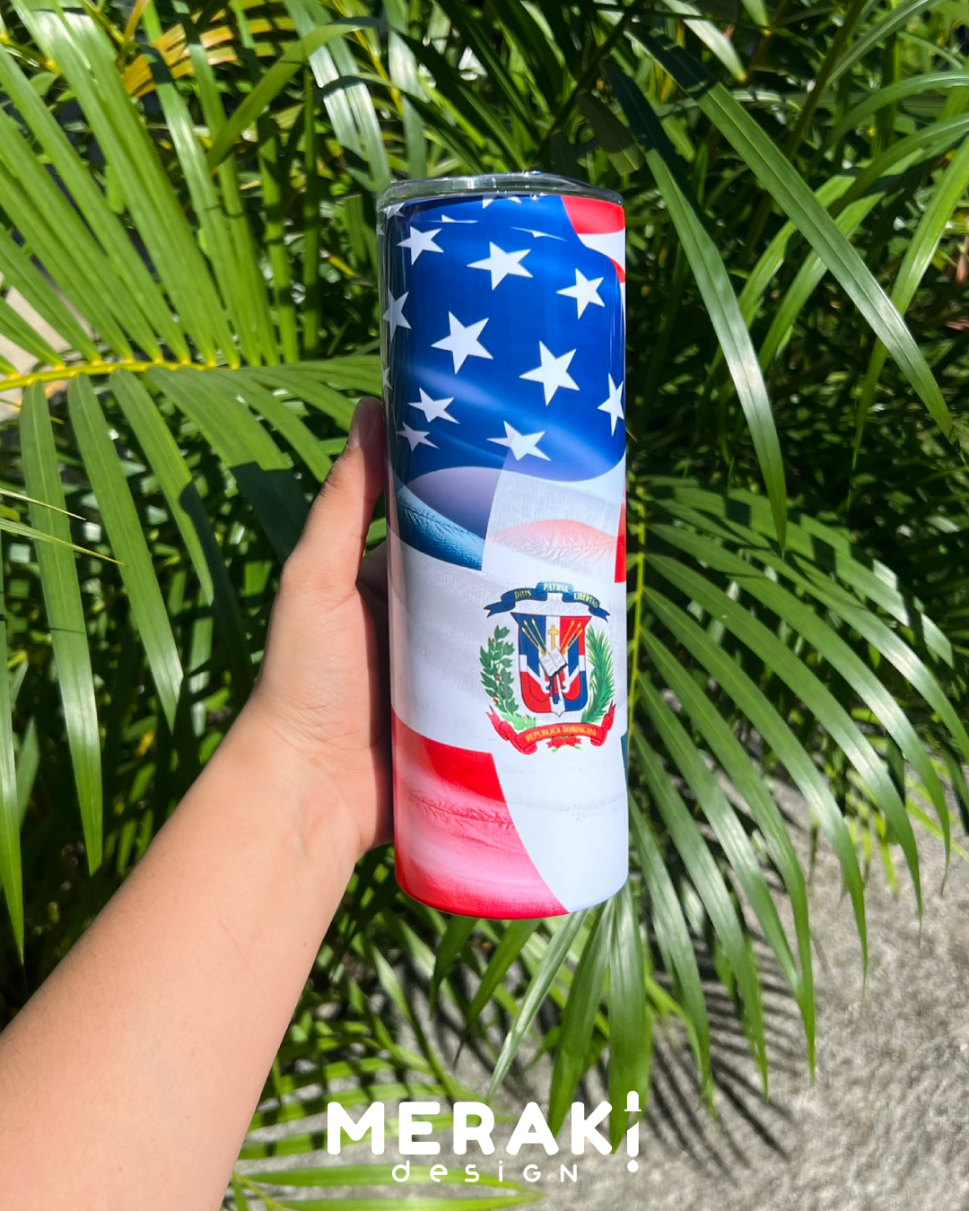 🌟 Vaso Térmico 20oz – Unión de Culturas en un Diseño Único! 🇺🇸🇩🇴 🌟