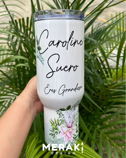 ✨ Vaso Térmico 40oz – Minimalismo y Ternura en Cada Sorbo! 💖