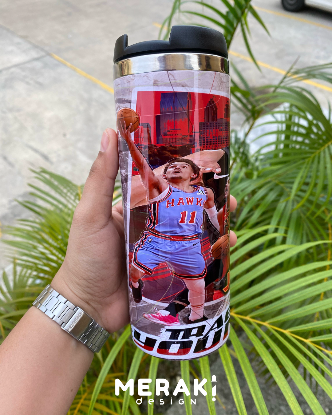 🏀🔥 Vaso Térmico Personalizado 450ml – Diseño Exclusivo de Trae Young 🔥🏀