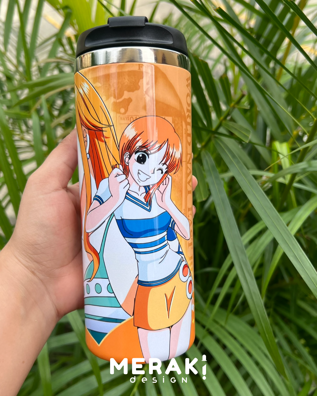 🌊 Vaso Térmico 450ml – Diseño de Nami de One Piece 🌊