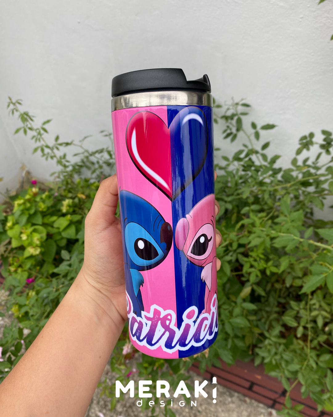 💙💖 Vaso Térmico Two Layer 450ml – Diseño Exclusivo de Stitch y Angel 🌸✨