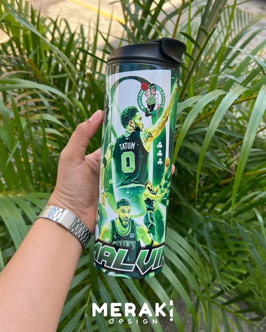 🏀 Vaso Térmico Tumblr 20oz – Edición Especial Jayson Tatum & Boston Celtics ☘️