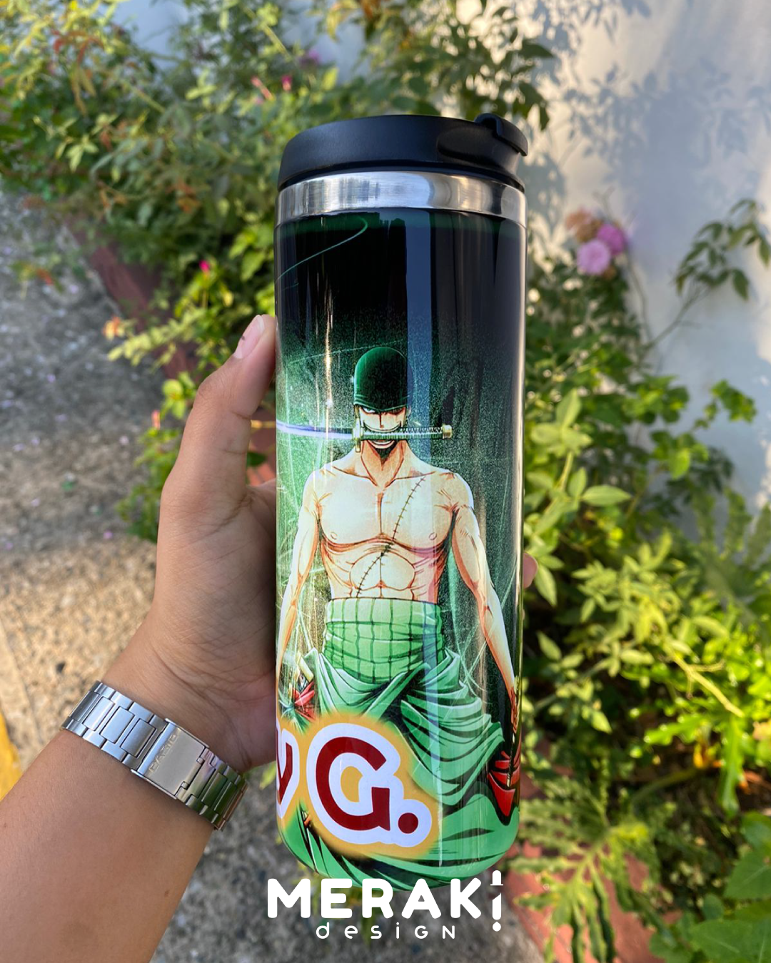 ⚔️🔥 Vaso Térmico Two Layer 450ml – Diseño Exclusivo de Roronoa Zoro 🔥⚔️