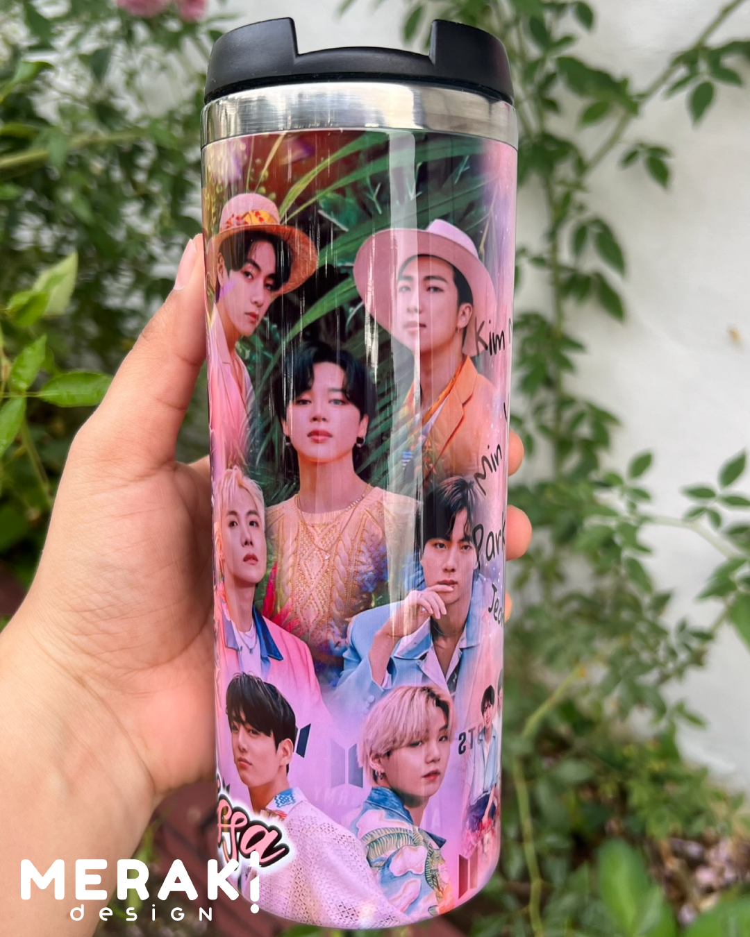 💜 Vaso Térmico 450ml – Increíble Diseño de BTS 🎶✨