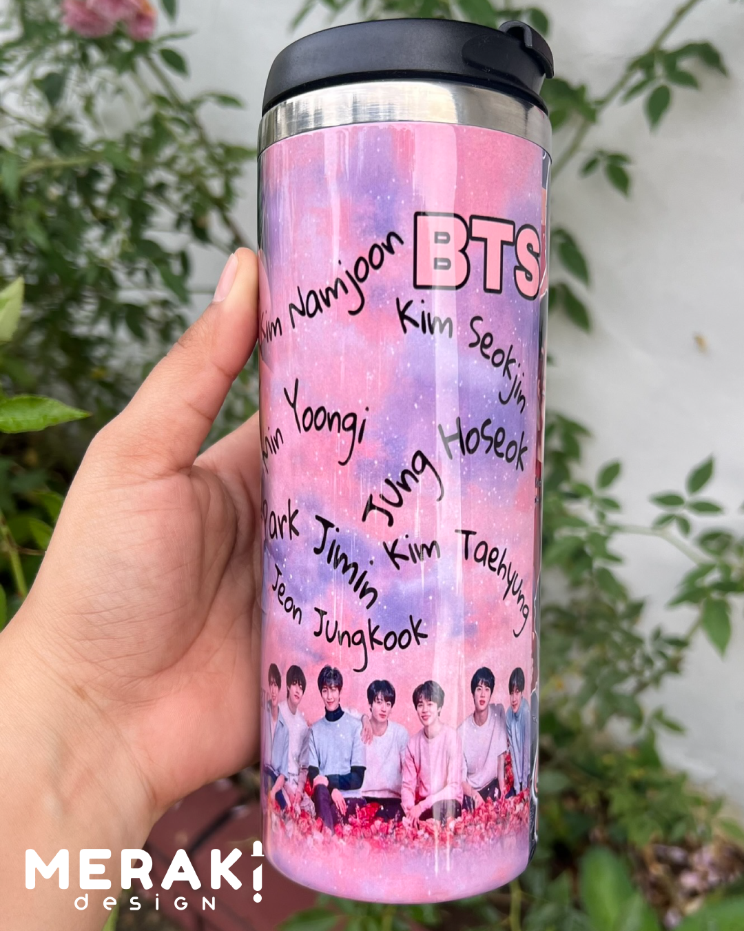 💜 Vaso Térmico 450ml – Increíble Diseño de BTS 🎶✨