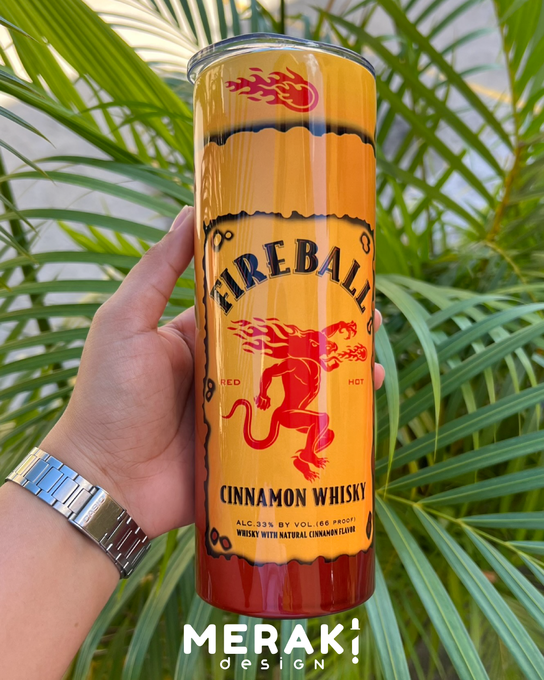 🔥 Vaso Térmico Tumblr 20oz – Diseño Exclusivo de Fireball Cinnamon Whisky 🔥