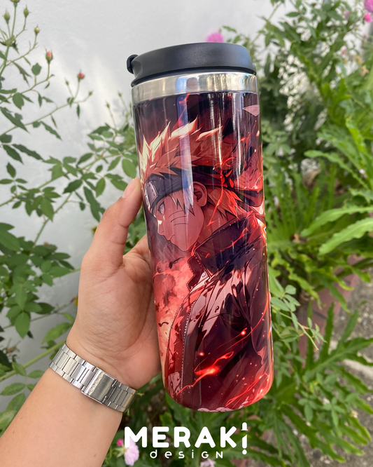 🍥🔥 ¡El poder de la hoja en tus manos! 🔥🍥 Vaso térmico Two Layer Naruto Uzumaki y Kakashi Hatake🔥🍥
