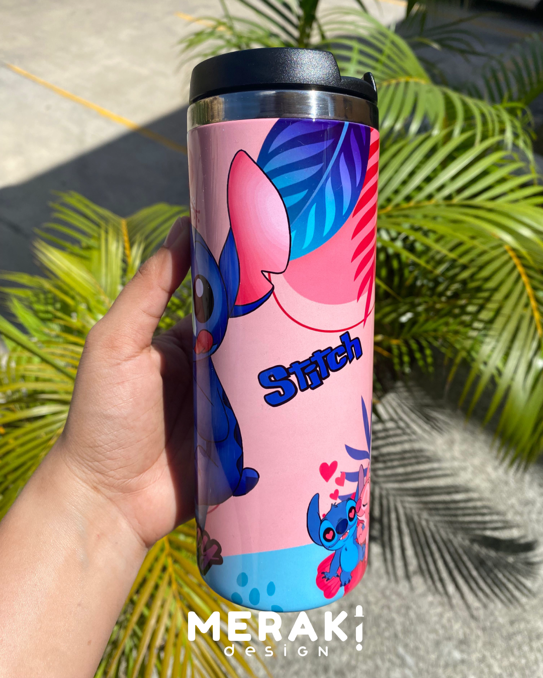 💙💖 Vaso Térmico Two Layer 450ml – Diseño Exclusivo de Stitch y Angel 🌸✨