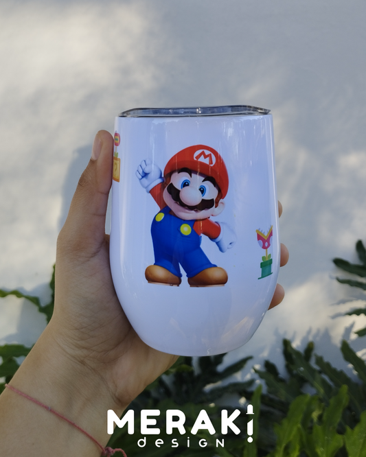 🍷 Vaso Térmico Wine Cup con Diseño Minimalista de Mario Bros 🎮✨