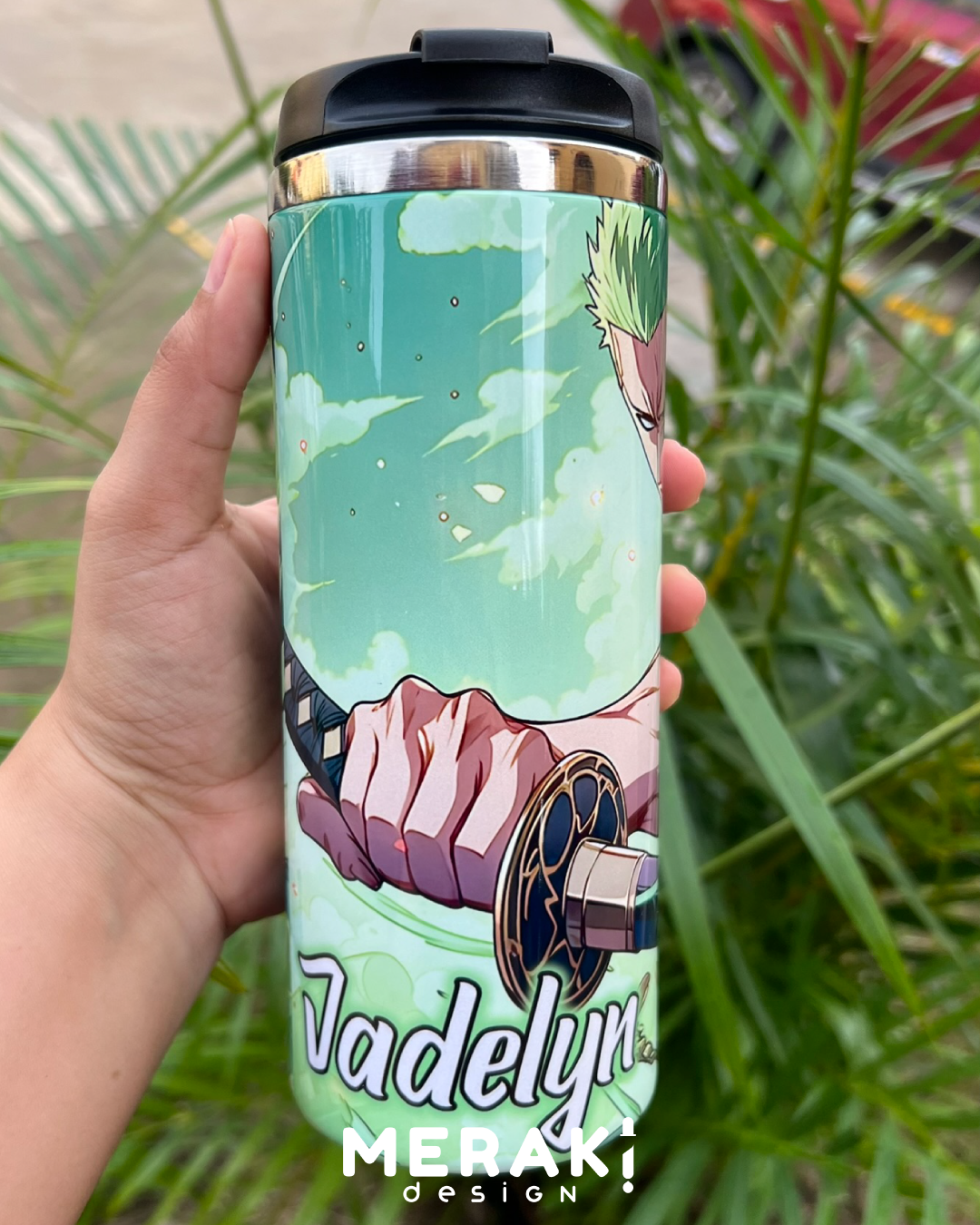 ⚔️🔥 Vaso Térmico Two Layer 450ml – Diseño Exclusivo de Roronoa Zoro 🔥⚔️